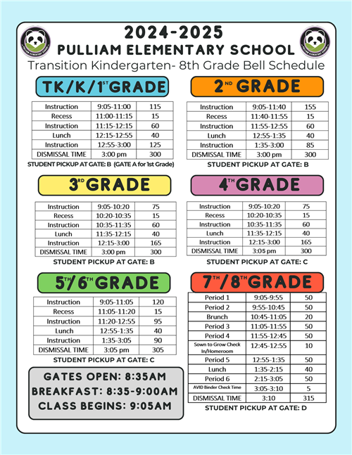 2024-2025 Bell Schedule